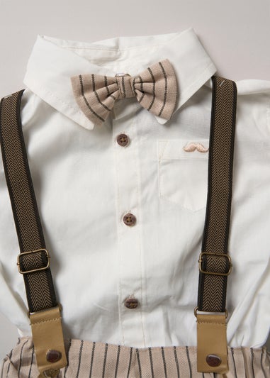 Little Gent Beige Shirt Shorts & Braces Outfit Set (2-4yrs)