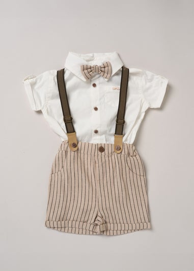 Little Gent Beige Shirt Shorts & Braces Outfit Set (2-4yrs)