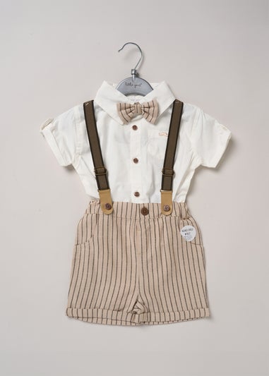 Little Gent Beige Shirt Shorts & Braces Outfit Set (2-4yrs)