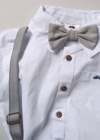 Little Gent Light Blue Bodysuit Shirt Shorts and Braces Outfit Set (12-24mnths)