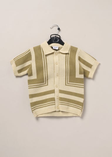 Norn Studios Khaki True Knit Patterned Polo Shirt & Pique Short Outfit Set (2-14yrs)