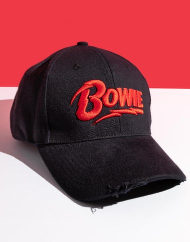 David Bowie Black Logo Adjustable Curved Peak Baseball Cap