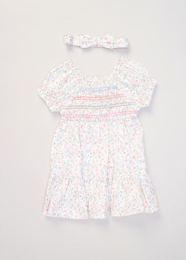 Miss White Summer Dress & Scrunchie Outfit Set (2-4yrs)