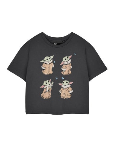 Star Wars The Mandalorian Grey Grogu Baby Yoda Cropped T Shirt