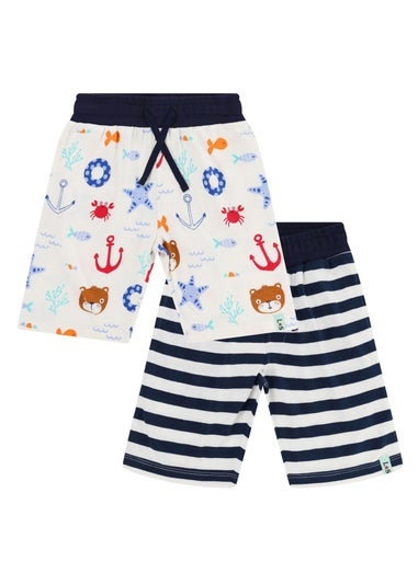 Lilly & Sid Multi Coloured 2 Pack Nautical & Stripe Print Shorts (0-7 Years)