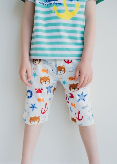 Lilly & Sid Multi Coloured 2 Pack Nautical & Stripe Print Shorts (0-7 Years)