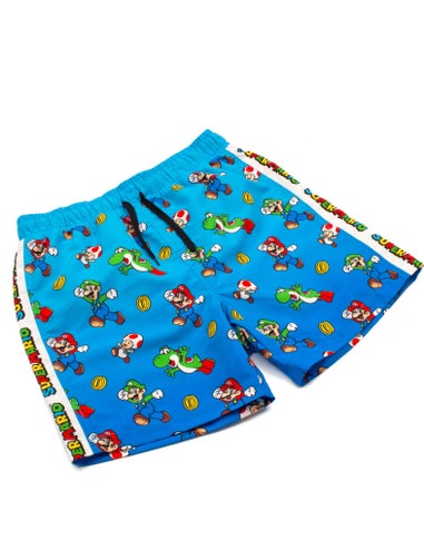 Nintendo Super Mario Character Kids Blue Swim Shorts (3-14 Years)