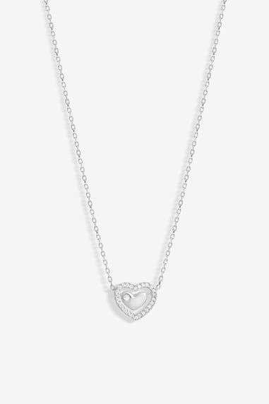 Simply Silver Sterling Silver 925 Cubic Zirconia Heart Halo Pendant