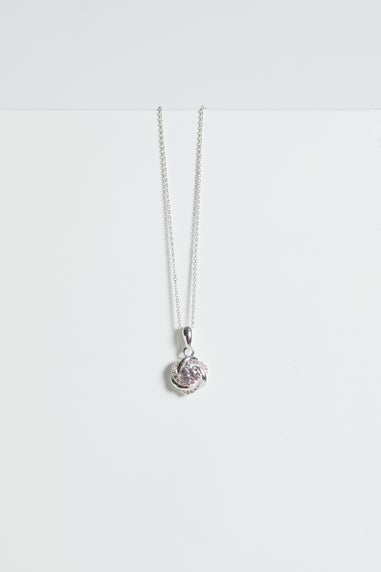 Simply Silver Sterling Silver 925 Cubic Zirconia Twist Halo Pendant