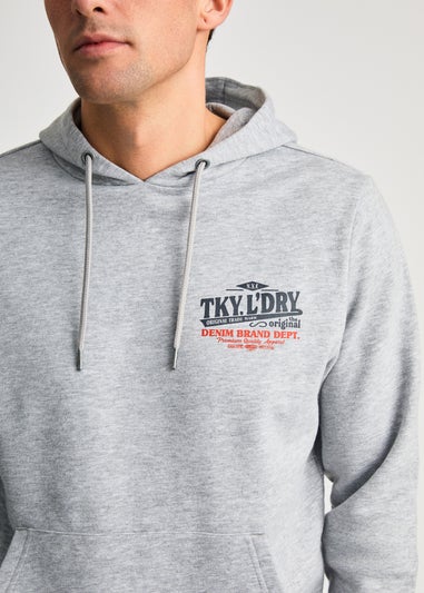 Tokyo Laundry Grey Printed Hoody With Drawcord