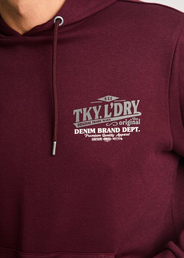 Tokyo Laundry Burgundy Printed Hoody With Drawcord
