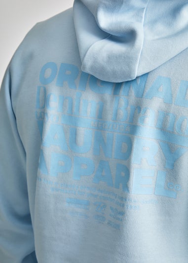 Tokyo Laundry Light Blue Printed Hoody With Drawcord