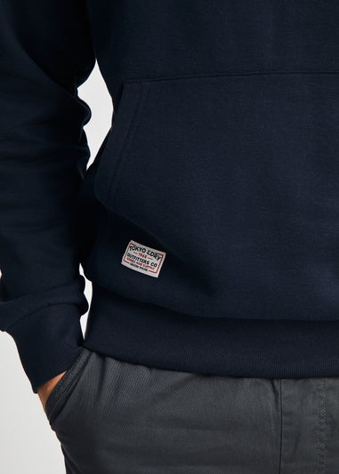 Tokyo Laundry Navy Printed Hoody With Drawcord