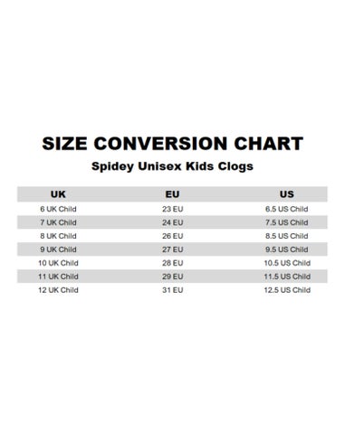Marvel Spidey Kids Black Clogs (Younger 6-12 Older)