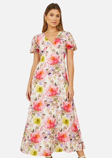Yumi Ivory Floral Midi Dress