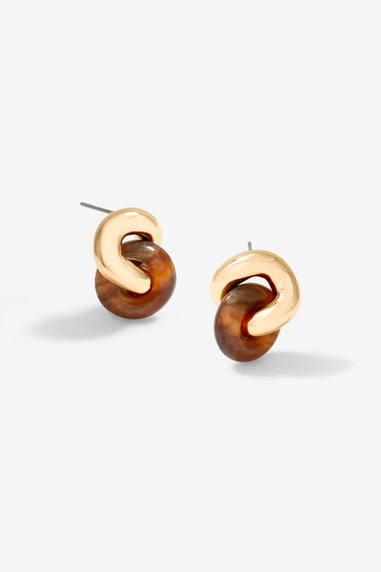 Jon Richard Gold Plated Polished & Resin Knot Stud Earrings