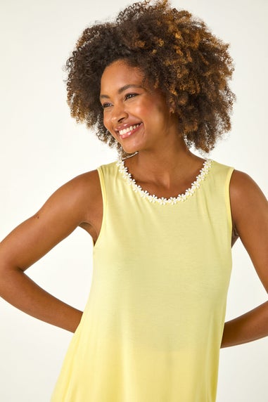 Roman Yellow Daisy Neck Trim Vest Top