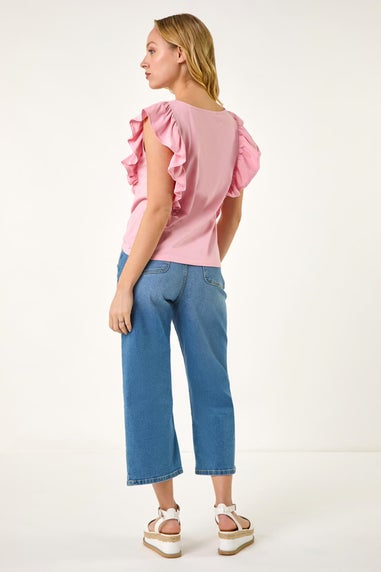 Dusk Pink Dusk Short Sleeve Ruffle Stretch Tee