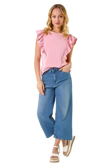 Dusk Pink Dusk Short Sleeve Ruffle Stretch Tee