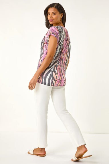 Roman Pink Burnout Snake Print Cocoon Top