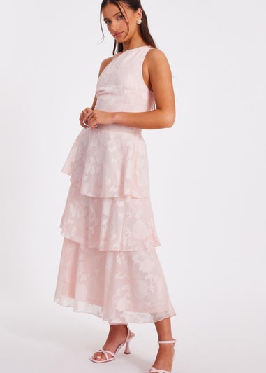 Quiz Pink Petite Tiered Maxi Dress