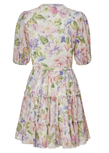 Quiz Multi Petite Frill Skater Dress