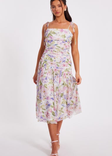 Quiz Multi Petite Chiffon Ruched Midaxi Dress