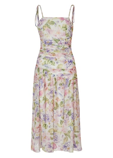 Quiz Multi Petite Chiffon Ruched Midaxi Dress