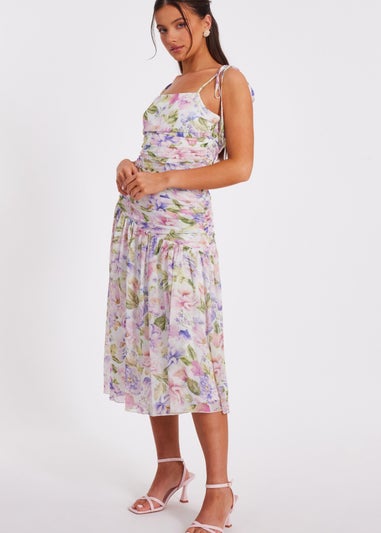 Quiz Multi Petite Chiffon Ruched Midaxi Dress