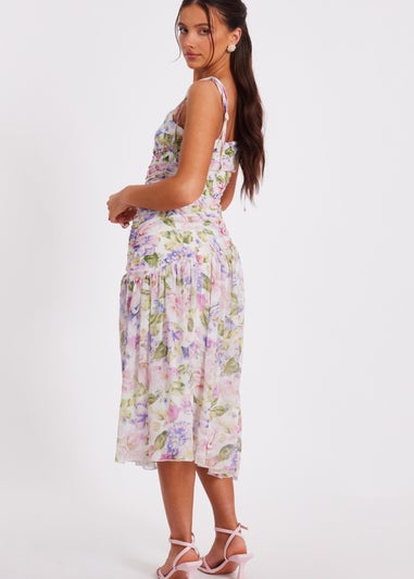 Quiz Multi Petite Chiffon Ruched Midaxi Dress