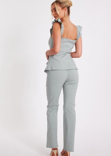 Quiz Green Frill Sleeve Jumpsuit