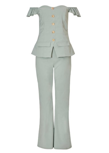 Quiz Green Frill Sleeve Jumpsuit