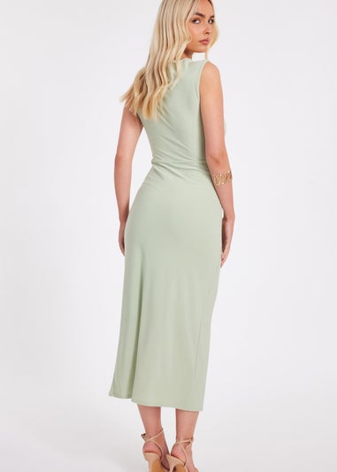 Quiz Green Ruched Bodycon Midaxi Dress