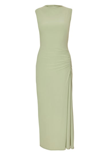 Quiz Green Ruched Bodycon Midaxi Dress
