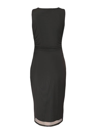 Quiz Black Mesh Buckle Detail Midi Dress