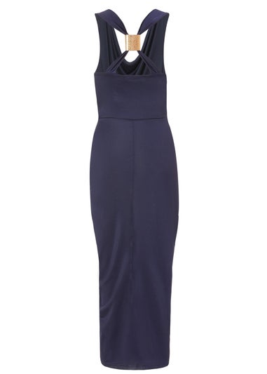 Quiz Navy Cowl Neck Midi Dress