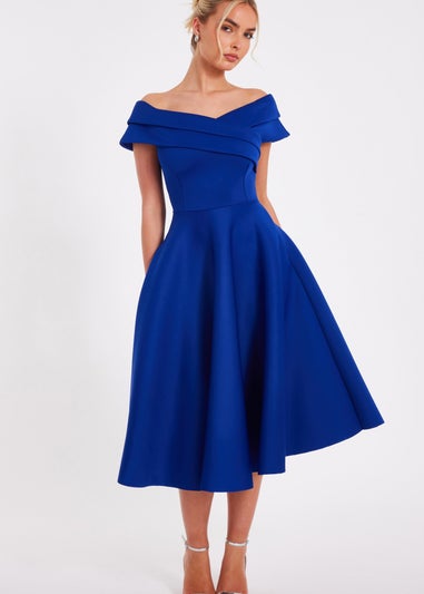Quiz Blue Bardot Midaxi Dress