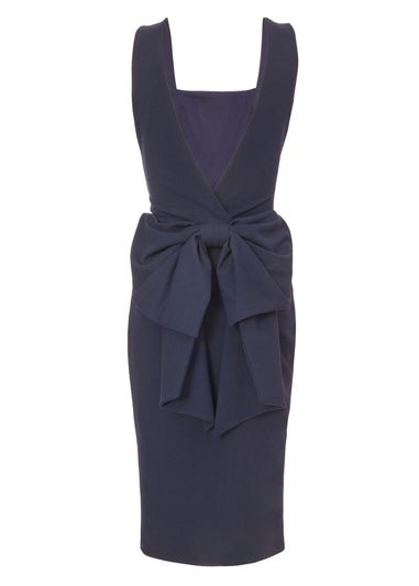 Quiz Navy Petite Bow Back Midi Dress