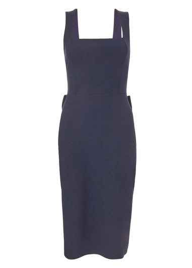 Quiz Navy Petite Bow Back Midi Dress