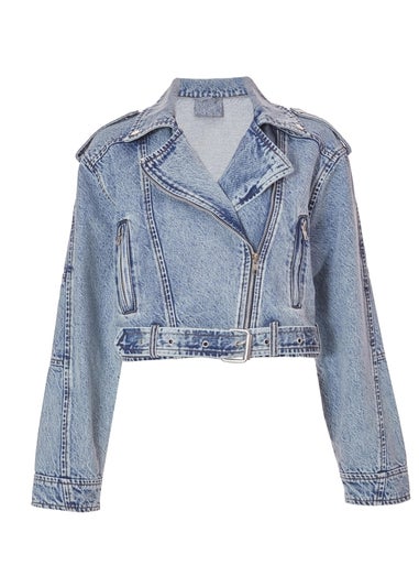 Quiz Blue Denim Biker Jacket