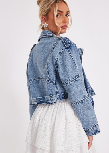 Quiz Blue Denim Biker Jacket