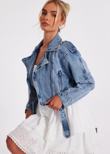 Quiz Blue Denim Biker Jacket