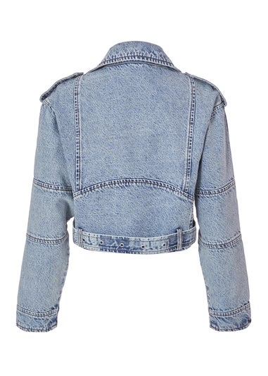 Quiz Blue Denim Biker Jacket