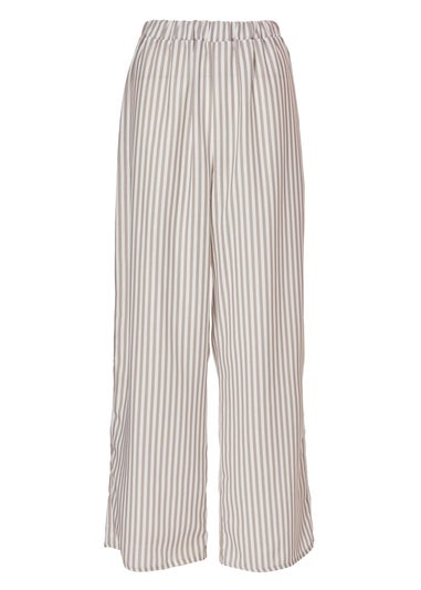 Quiz Stone Striped Wide Leg Trousers