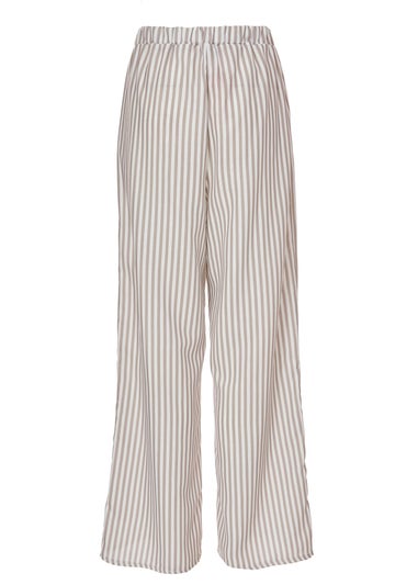 Quiz Stone Striped Wide Leg Trousers
