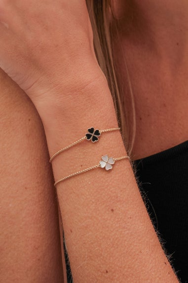 Jon Richard Gold Plated & Mother Of Pearl Enamel Heart Clover Toggle Bracelet