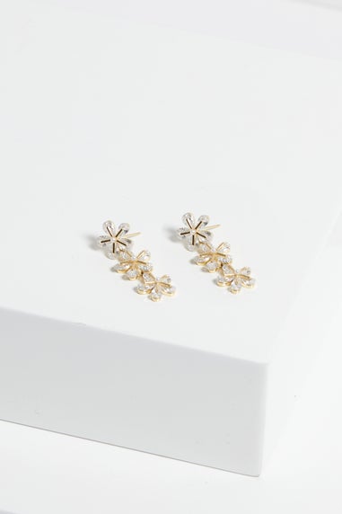 Jon Richard Gold Plated Multi Floral Drop Earrings