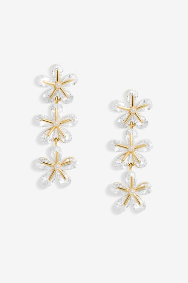 Jon Richard Gold Plated Multi Floral Drop Earrings