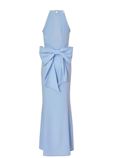 Quiz Blue Halter Neck Fishtail Maxi Dress