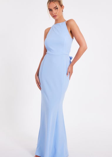 Quiz Blue Halter Neck Fishtail Maxi Dress